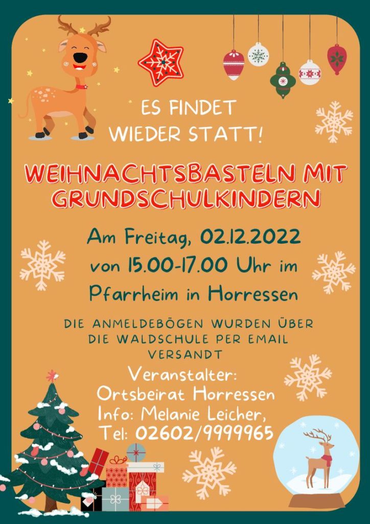 Weihnachtsbasteln mit Grundschulkindern Montabaur Live! Events in